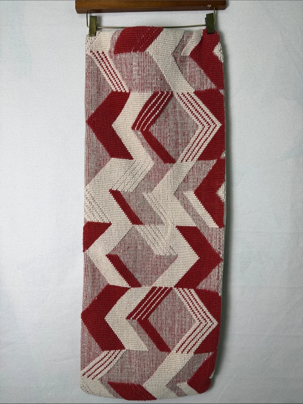 Two West Elm Red and Cream Geometric Accent Pillow Covers